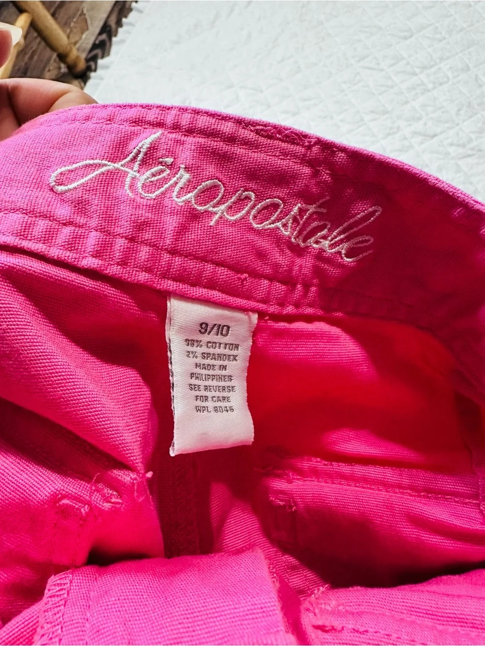 Aeropostale Girls Bright Fuchsia Cargo Shorts with Striped Belt